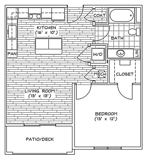 A1 Floor Plan at Piazza on West Pine, Saint Louis, MO, 63108
